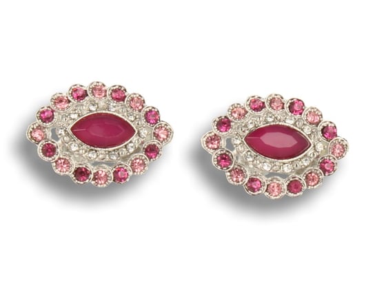 Klipsy do uszu srebrne z różowymi kryształkami PINK BOX