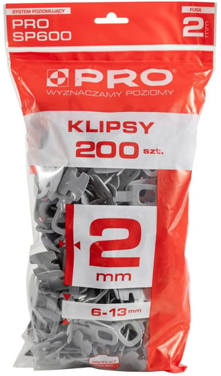 Klipsy system poziomujący PRO-SP600 klipsy 2mm 200 szt. PRO PRO
