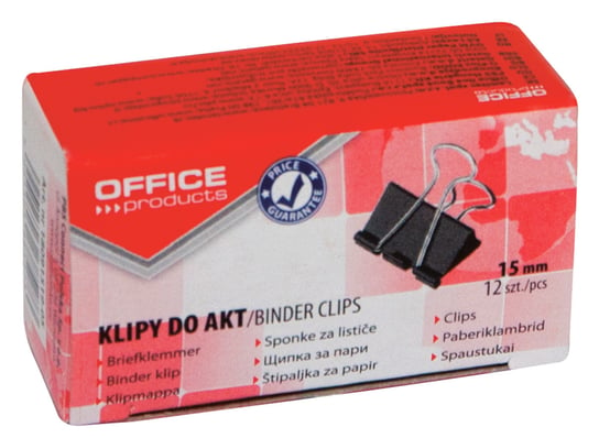 Klipy do akt 15mm, Office products, 12szt Office Products