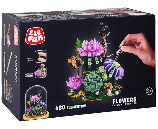 Klocki 3D Kwiatowy Bukiet z kloszem do ekspozycji 680 elementów Elefun elefun toys