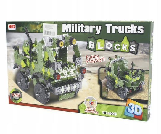 Klocki bloki 3d ciężarówka wojskowa 632el. Midex