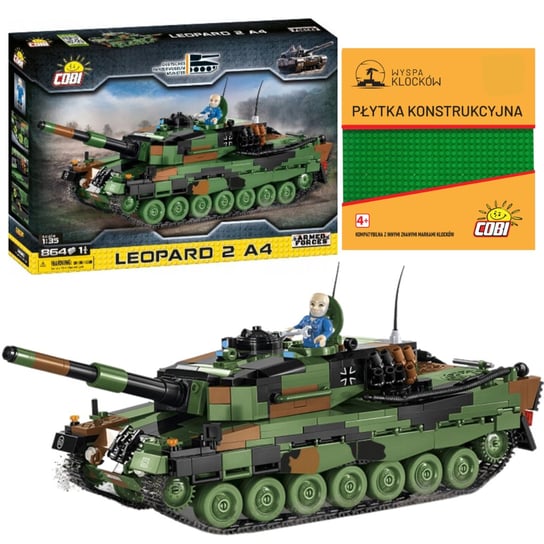 KLOCKI COBI 2618 CZOŁG LEOPARD 2 A4  + PŁYTKA COBI