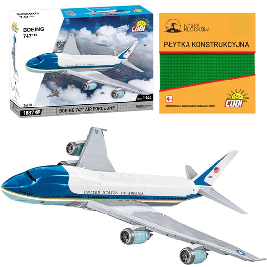 KLOCKI COBI 26610 Samolot Boeing 747 Air Force One 1087 El. + PŁYTKA COBI