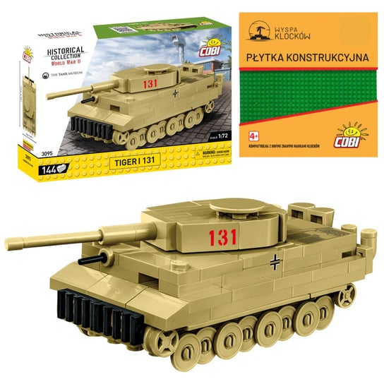 KLOCKI COBI 3095 Czołg Tiger I 131 HC WW2 144 El. + PŁYTKA COBI