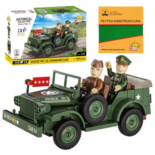 KLOCKI COBI 3111 Samochód Dodge WC-56 Command Car HC WW2 208 El. + PŁYTKA COBI