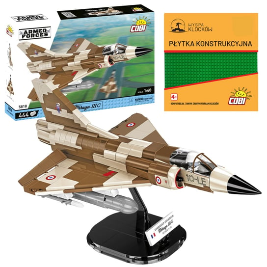 KLOCKI COBI 5818 Samolot Mirage IIIC Vexin Armed Forces 444 El. + PŁYTKA COBI