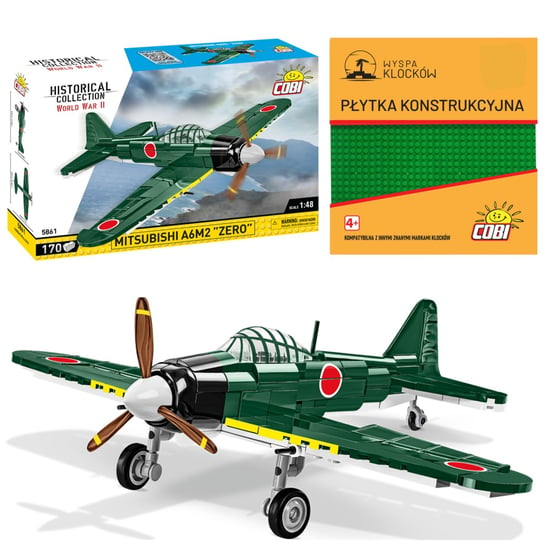 Klocki Cobi 5861 Samolot Mitsubishi A6m2 Zero Myśliwiec Wojskowy 170el COBI