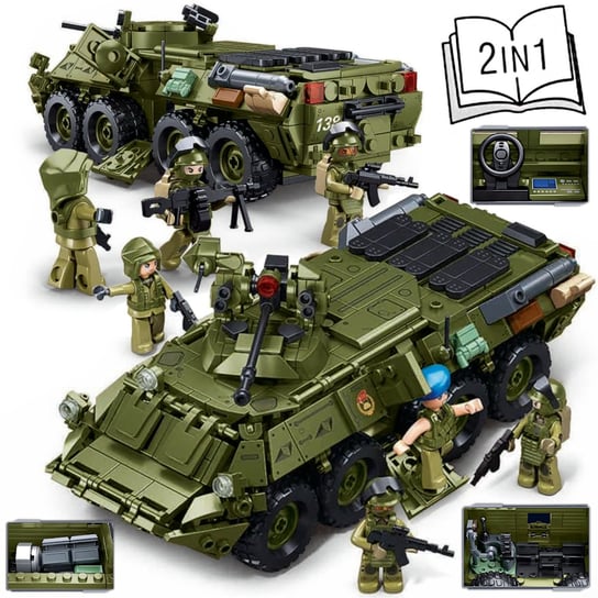 Klocki CZOŁG BTR 80MS 2w1 Radziecki Bojowy Wóz Piechoty 4 Figurki LEGO