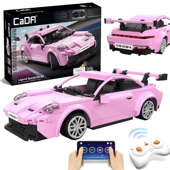 Klocki Konstrukcyjne CaDA Auto Sportowe różowy samochód Wyścigowy Legand Sports Cars RS Wyścigówka 280 elementów RC Dual Mode CaDa