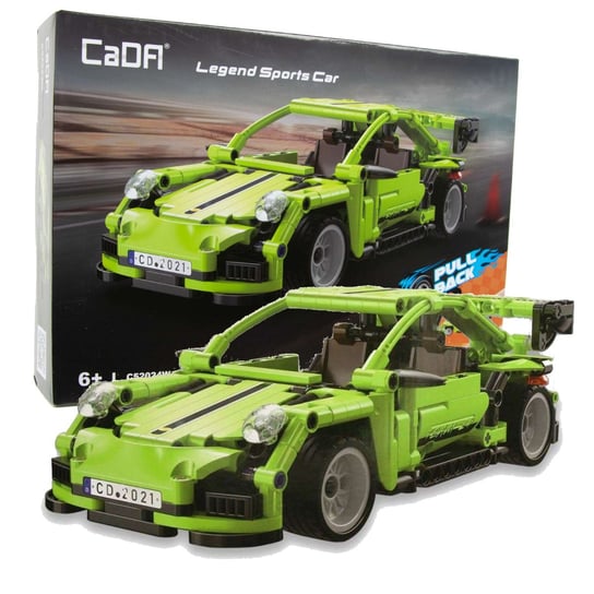 Klocki konstrukcyjne CaDA Samochód Wyścigówka z napędem Pull-back Zielone Auto Wyścigowe Legend Sports Car 387 elementów CaDa