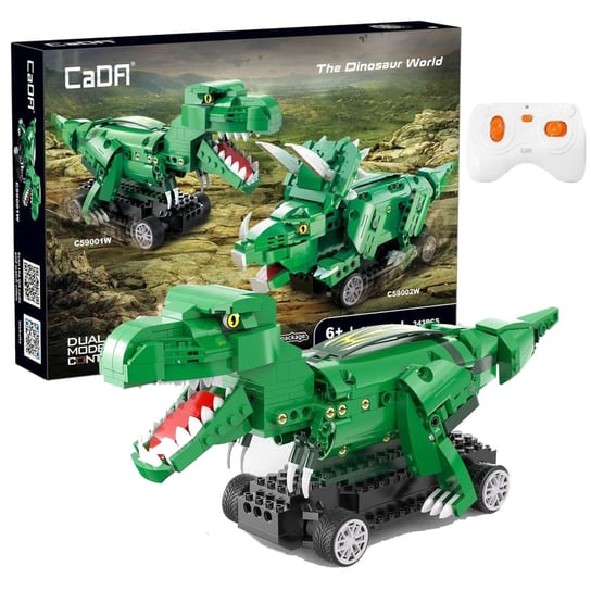 Klocki konstrukcyjne CaDA Zdalnie sterowana figurka Zielony Dinozaur T-Rex Tyranozaur RC Dual Mode 343 elementy CaDa