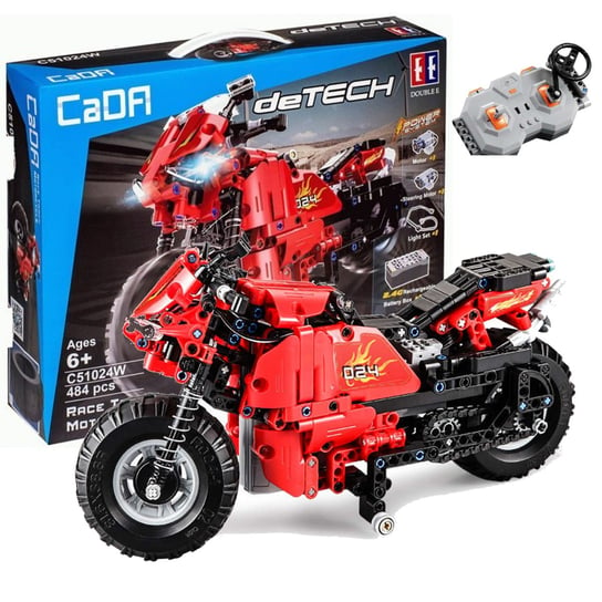 Klocki konstrukcyjne CaDA Zdalnie sterowany motor Motocykl wyścigowy Pojazd RC 484 elementy Double Eagle