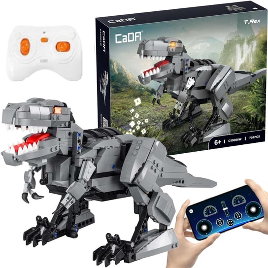 Klocki konstrukcyjne CaDA Zdalnie sterowany programowalny Robot Dinozaur T-Rex Tyranozaur Dual Mode RC Światło Dźwięk 701 elementów CaDa