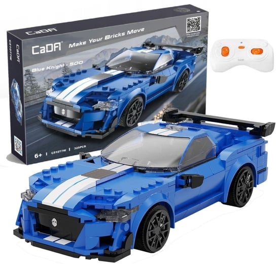 Klocki konstrukcyjne CaDA Zdalnie sterowany samochód wyścigowy Niebieskie auto Pojazd Blue Knight 500 Dual Mode RC 325 elementów CaDa