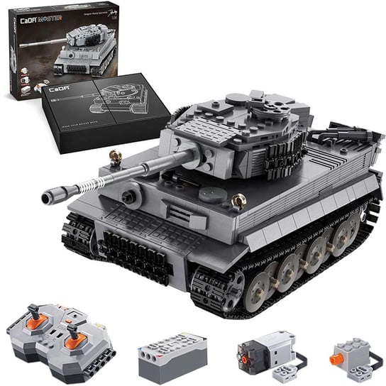 Klocki konstrukcyjne CaDA Zdalnie sterowany szary czołg Pojazd militarny Tygrys Tiger RC 925 elementów CaDa