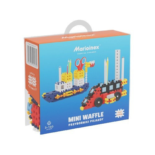 Klocki konstrukcyjne Mini Waffle - Przyborniki pojazdy 140 elementów Marioinex