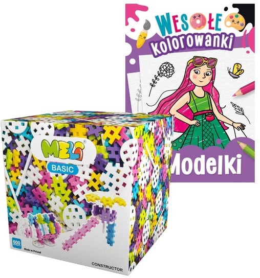 KLOCKI KONSTRUKCYJNE Wafle MELI  Basic Constructor Pink 600 pcs. + kolorowanka MELI