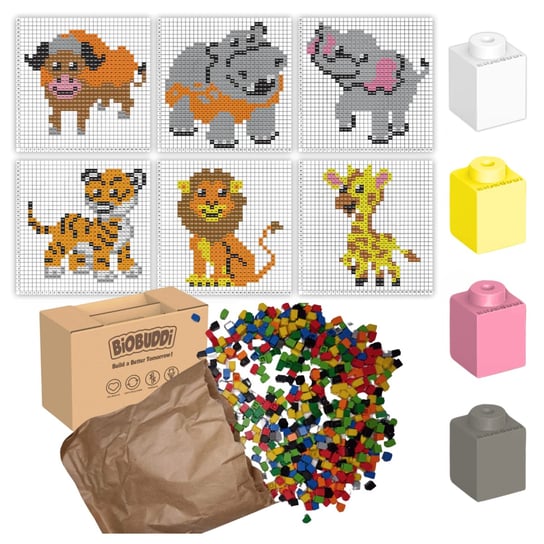 Klocki Kreatywne Edukacyjne Zestaw Pikseli Układanka Puzzle Zwierzęta BIOBUDDI
