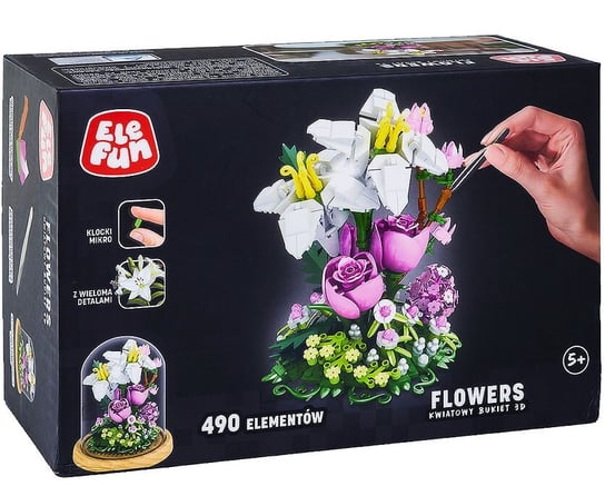 Klocki Lilia i Róża Kwiaty 3D Bukiet z kloszem 490 elementów Elefun elefun toys