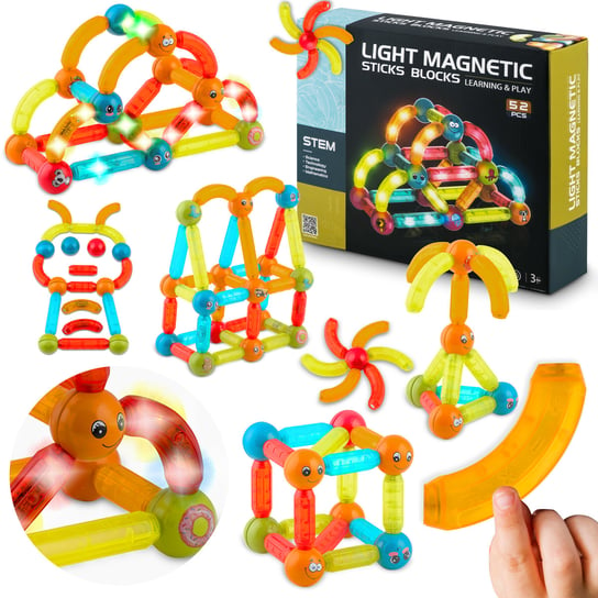 Klocki Magnetyczne 3D Dla Dzieci Ricokids, Konstrukcyjne, Układanka Z Podświetleniem Ricokids