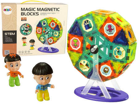 Klocki Magnetyczne Budowle 3D Diabelski Młyn Karuzela 71 Elementów Lean Toys