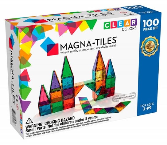 klocki magnetyczne Clear Colors 100 elementów Magna Tiles Magna-Tiles