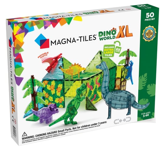 klocki magnetyczne Dino World XL 50 elementów Magna Tiles Magna-Tiles