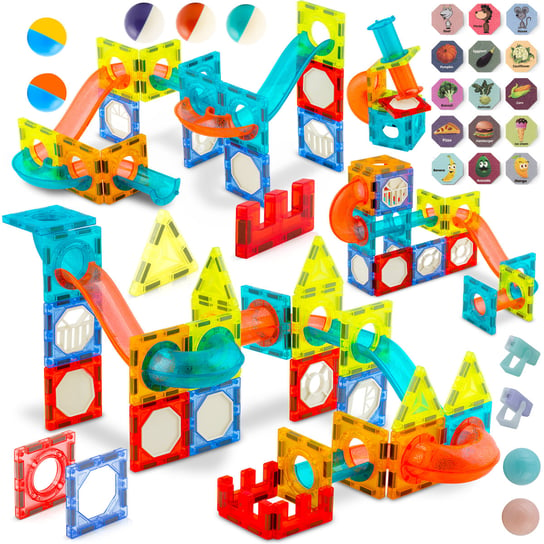 Klocki Magnetyczne Dla Dzieci 3D Ricokids, Edukacyjne, Konstrukcyjne 110 Szt., Układanka + Naklejki Ricokids