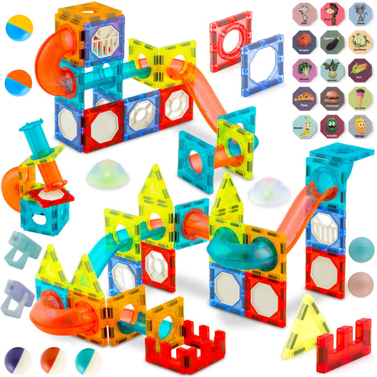 Klocki magnetyczne dla dzieci 3D Ricokids, edukacyjne, konstrukcyjne, układanka + naklejki Ricokids