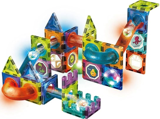 Klocki Magnetyczne Dla Dziecka 3D Edukacyjne Duże Świecący Tor Kulkowy 68El inna (Inny)