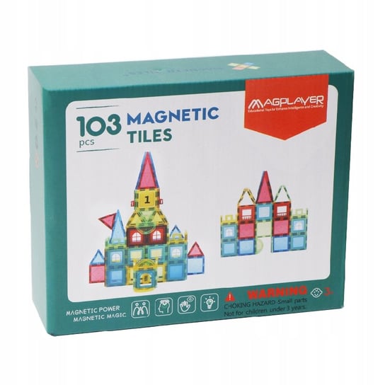 Klocki magnetyczne edukacyjne 103 el. MAGPLAYER MPL2-103 MAGPLAYER