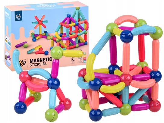 Klocki Magnetyczne Edukacyjne Magnetic Sticks 64 Elementów Inny producent