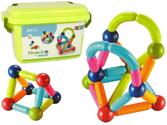 Klocki Magnetyczne Konstrukcyjne Edukacyjne Kuferek 68 Elementów Lean Toys