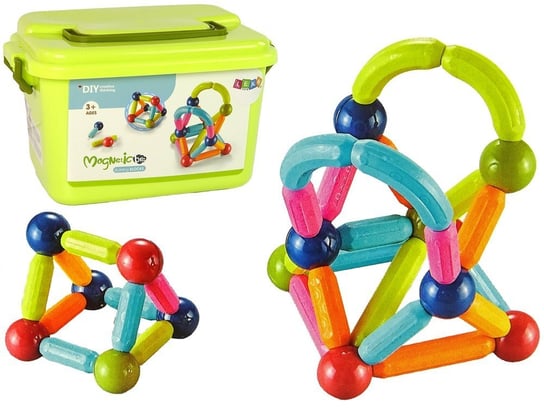 Klocki Magnetyczne Konstrukcyjne Edukacyjne Kuferek 70 Elementów Lean Toys