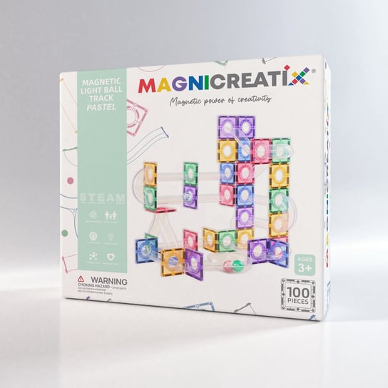 Klocki Magnetyczne Kulodrom MAGNICREATIX LIGHT BALL TRACK – 100 el. MAGNICREATIX