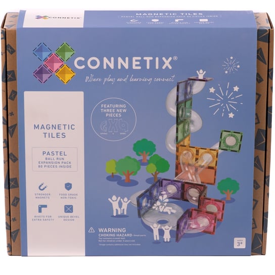 klocki magnetyczne kulodrom Pastel Ball Run Expansion Pack 80 elementów Connetix Connetix