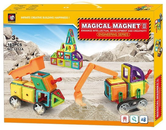 KLOCKI MAGNETYCZNE Magical Magnet 162SZT 7212A | wiele elementów | naklejki | pojazdy budowlane ikonka