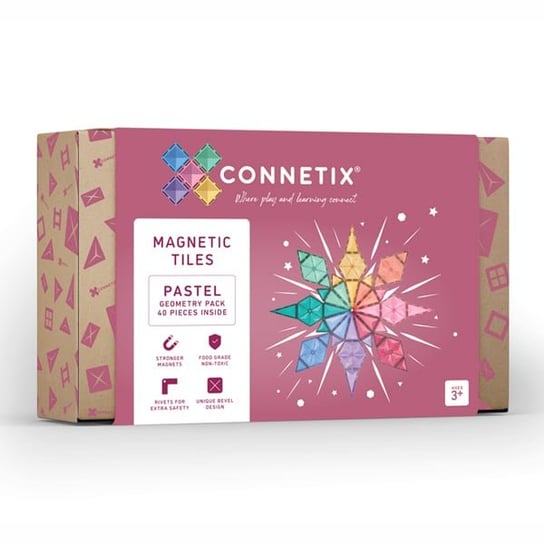 Klocki Magnetyczne Pastel Geometry Pack 40 Elementów Connetix Connetix