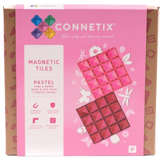 klocki magnetyczne Pastel Pink & Berry Base Plate Pack 2 elementy Connetix Connetix