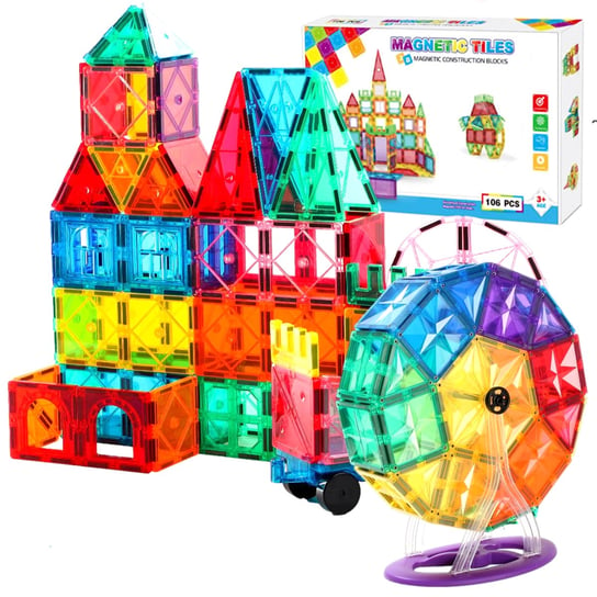 KLOCKI MAGNETYCZNE Rainbow Magnetic Tiles KONSTRUKCYJNE DUŻE KAFELKI PANELE XXl 106 el 3D Doris