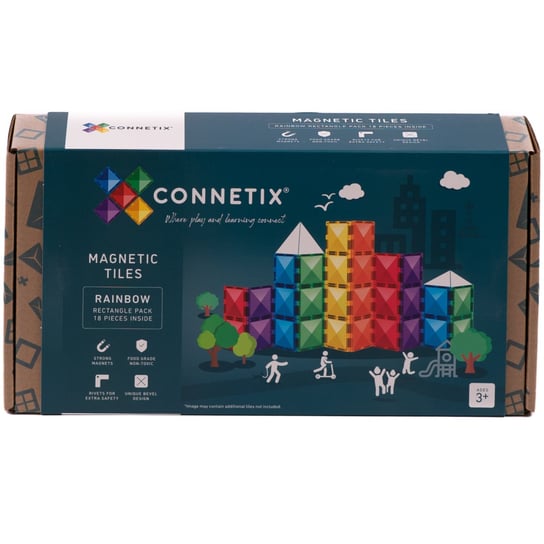 Klocki Magnetyczne Rainbow Rectangle Pack 18 Elementów Connetix Connetix