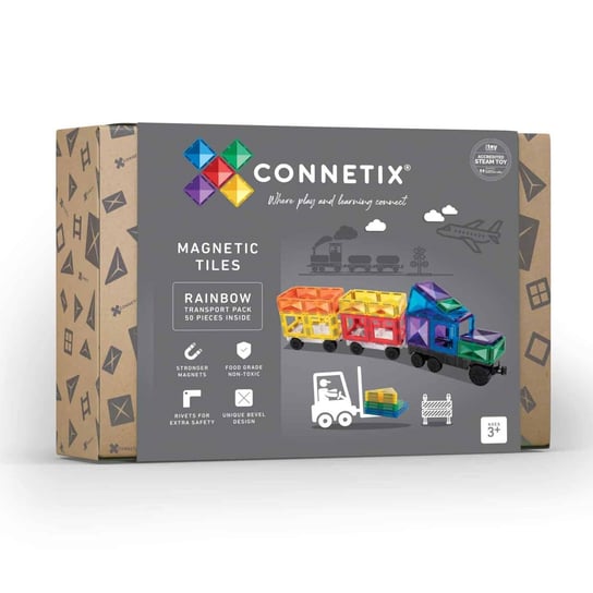 Klocki magnetyczne Rainbow Transport Pack 50 elementów Connetix Connetix