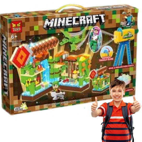 Klocki Minecraft Atak Na Zieloną Fortecę Baza 370Ele Led Projektor Figurki Inna marka
