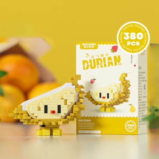 KLOCKI PLASTIKOWE EDUKACYJNE DLA DZIECI OWOCE Z KLOCKÓW DO UKŁADANIA DURIAN BANAN WIŚNIA TRUSKAWKA UKŁADANKA 3D PUZZLE DLA CHŁOPCA I DZIEWCZYNKI Inna marka