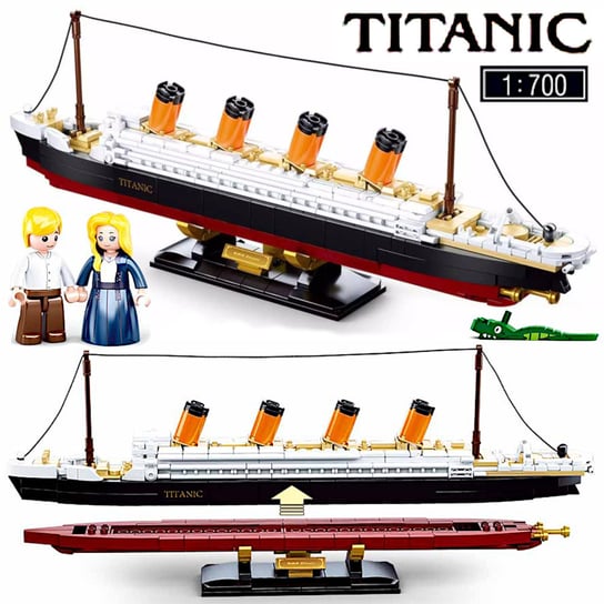 Klocki Statek RMS Titanic PAROWIEC DUŻY OKRĘT, 2 FIGURKI SKALA1:700 481ele Inna marka