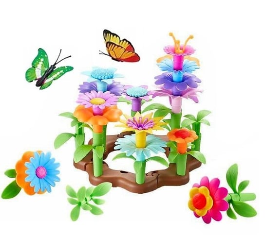 Klocki Układanka Kwiaty Ogród 54 elementów Kreatywny Kwiatki  bukiet 2w1 Gazelo