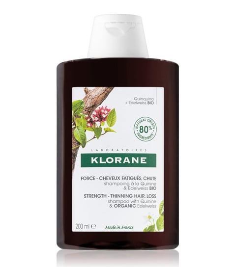 Klorane, Quinine & Edelweiss Bio, Szampon wzmacniający do włosów, 200 ml Klorane
