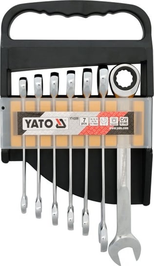 Klucz płasko-oczkowy z grzechotką YATO 0208, 10-19 mm, 7 sztuk Yato
