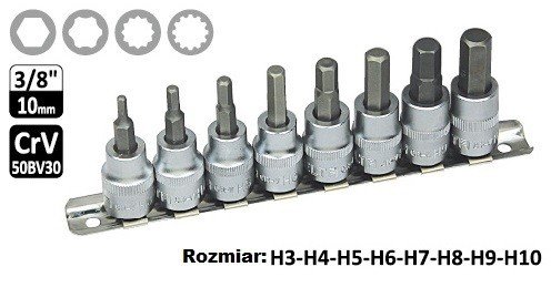 Klucze Trzpieniowe Hex Na Szynie 3/8", 8 Cz Selta Se-3008H Inna marka