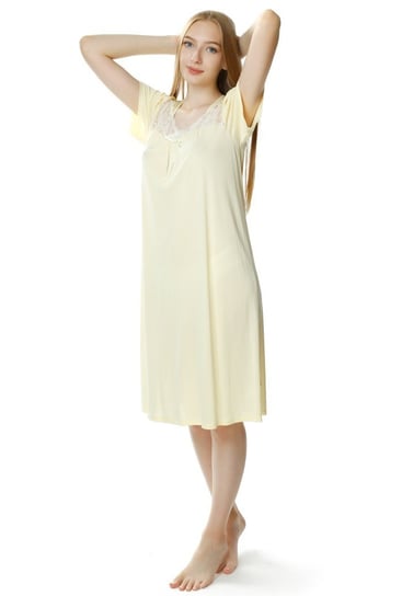 Kobieca koszula nocna Berenika : Kolor - Kremowy, Rozmiar - 40 Mewa Lingerie